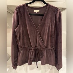Madewell ribbed velvet crossover blouse